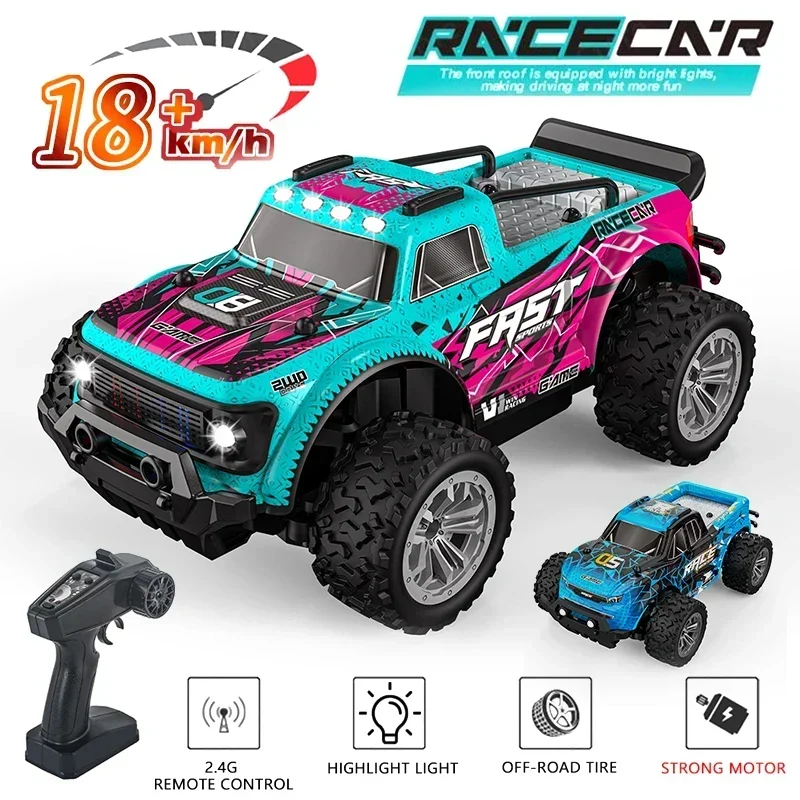 Jhd kf23/kf24 2.4g modelo carro off-road rc com luz led 2wd off-road 1:20 veículo de escalada de controle remoto ao ar livre kf23 carro de brinquedo