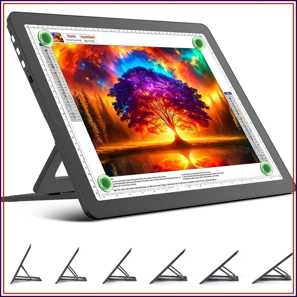 Rechargeable A3 Light Board with Stand, Super Bright Magnetic Light Pad with Side Buttons, Wireless Light Box for Tracing and Drawing, Cordless LED Light Table for Diamond Painting, Sketching