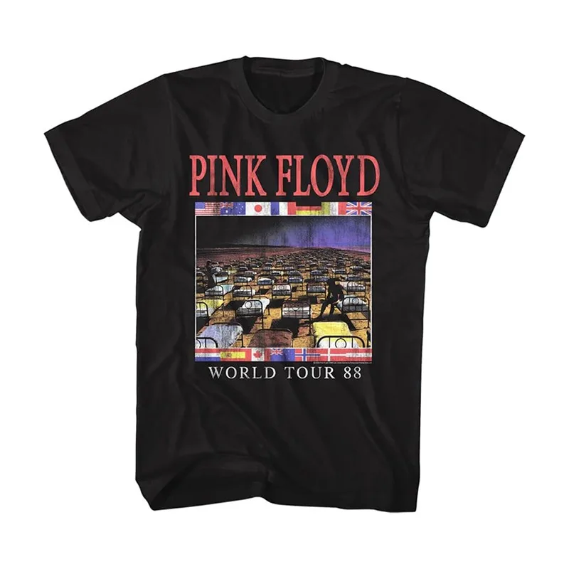 Rare Summer Pink Floyd Band Member Roger Waters' Retro Rock-inspired American-style Loose Short-sleeved T-shirt in Pink Color