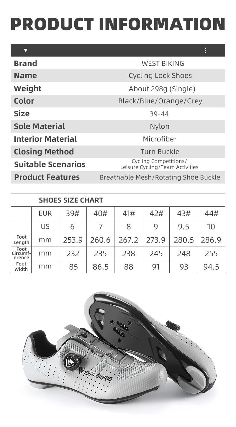 WEST BIKING Fahrradschuhe Herren, selbstsichernde Rennrad- und MTB-Schuhe, Schnellspannknopf, atmungsaktive Nylonsohle, Renn- und Outdoor-Sneaker – Detail 2