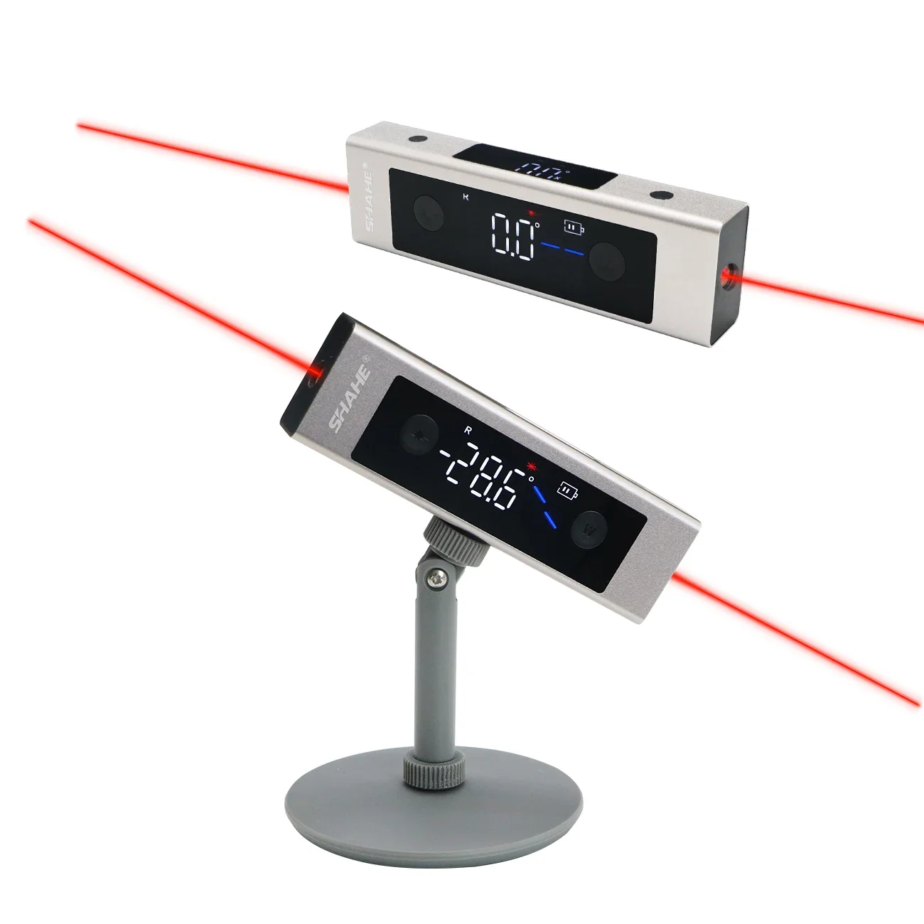 Shahe-digital Inclinômetro Ângulo Medida Régua Laser Bi-direcional Luz Vermelha Marcação Dual Screen Angle Finder
