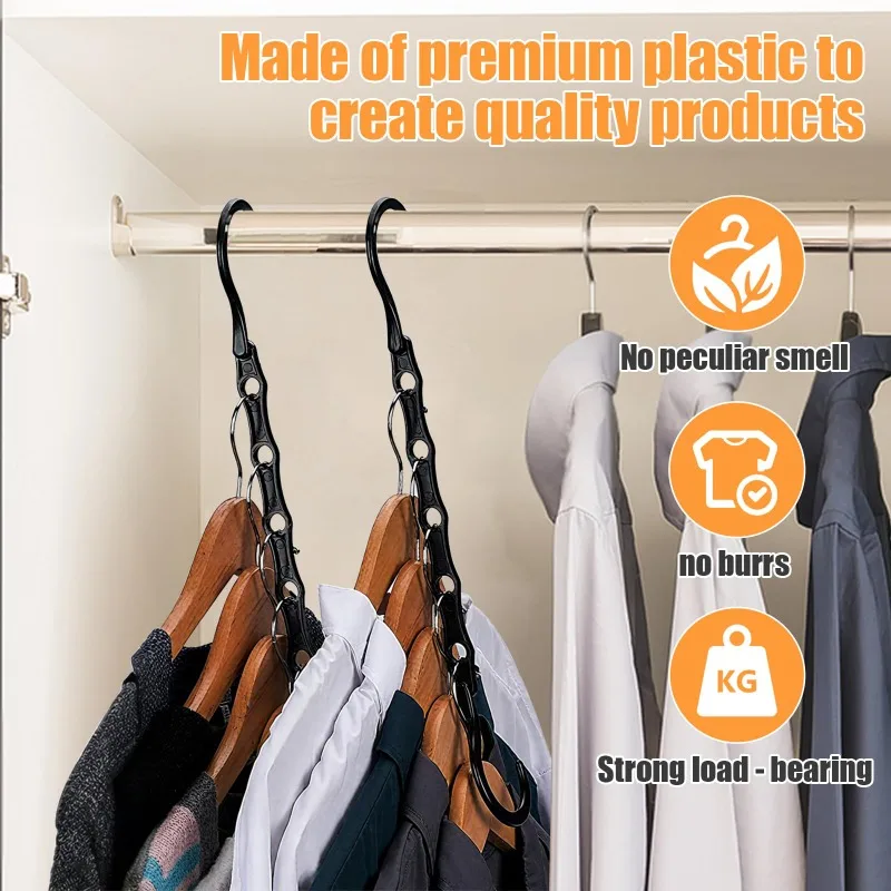 

5 Hole Clothes Racks Rotary Organizer Hangers Magic Closet Wardrobe Organizer Space Saving Storage Hangers Multifunction Plastic