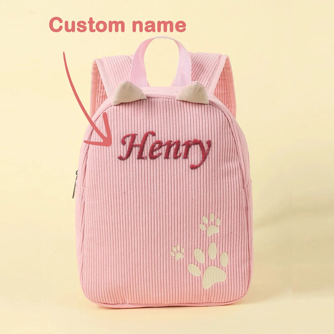 

Custom Name-Embroidered Corduroy Animal Kids' Backpack | Preschool/Kindergarten Bag | Back-to-School & Children's Day Gift