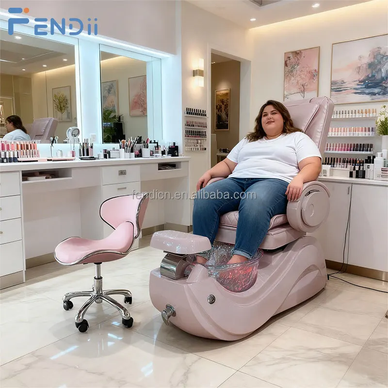 Professional Modern Luxury Pink Foot Spa Massage Pedicure Chair with Plumbing