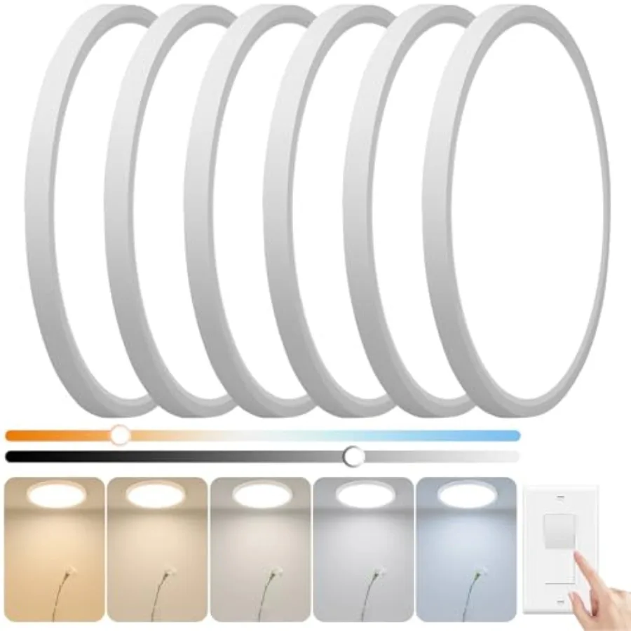 

Pack 240LM LED Flush Mount Ceiling Light, 24W Dimmable and 5 CCT Selectable 2700K-500K,Ultra-Thin Round Flat Light Fixture for