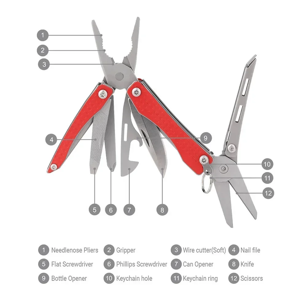 Imagem -03 - Nextool-mini Multiferramenta Flagship 10 em Multi Funcional Ferramenta Manual Edc Chave de Fenda Alicate Dobrável Equipamento ao ar Livre Vermelho Verde