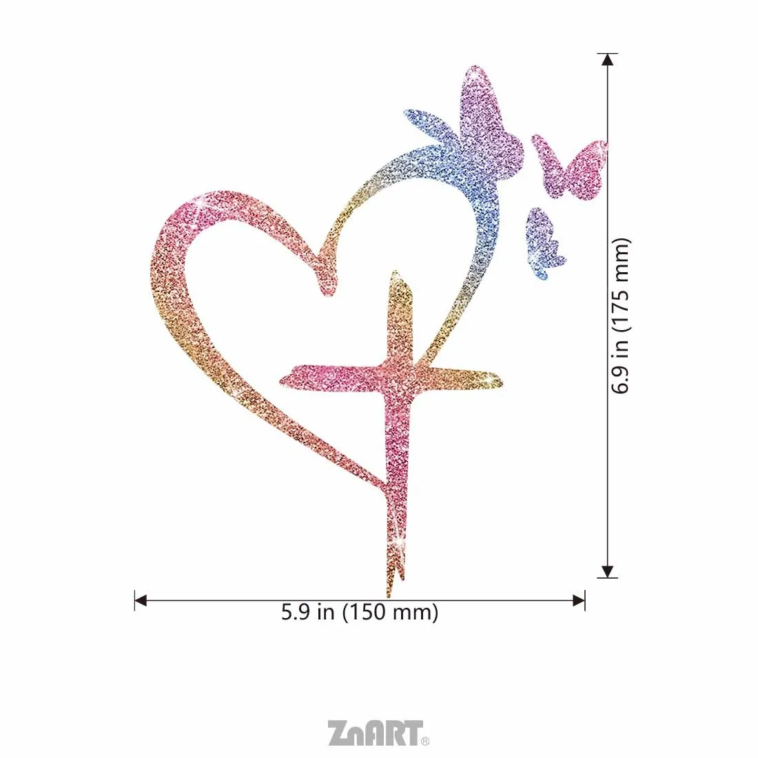 Glitter Cross Butterfly Heart Sticker 1PC Sparkle Vinyl Decal Removable Car Laptop Water Bottle Journal Skateboard Locker Decor