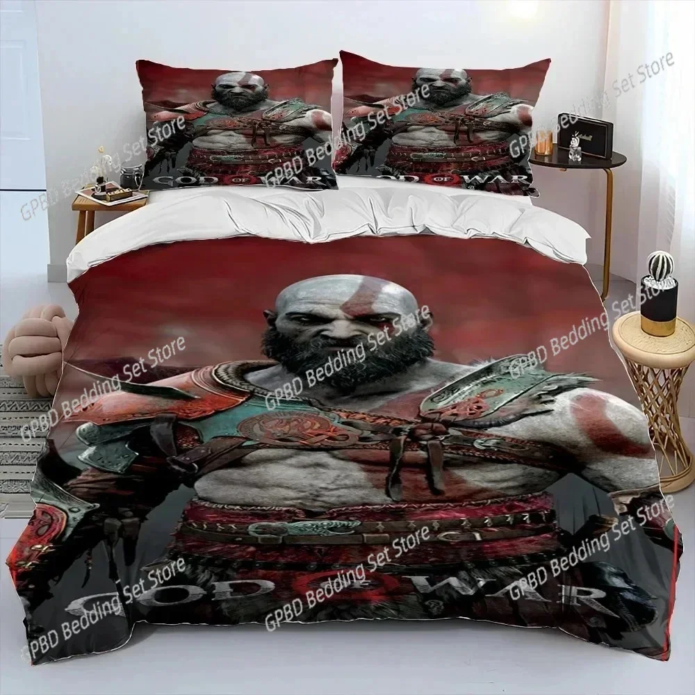 ثلاثية الأبعاد طباعة إله الحرب لعبة اللاعبين كراتوس غطاء لحاف مريح المخدة طقم سرير غرفة نوم الأطفال الديكور المنسوجات المنزلية #6