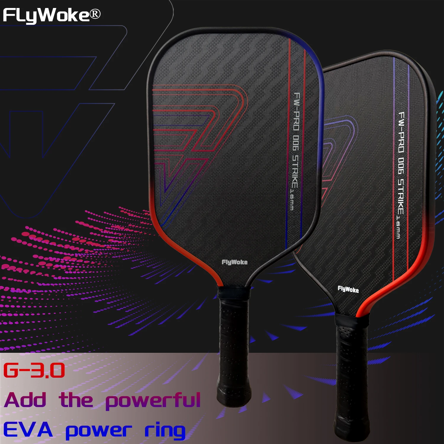 

Ракетка для пиклбола FlyWoke G-3.0 с карбоновым волокном T700, матовым покрытием, узором Lightning, термопрессованная, интегрированная, профессионального уровня