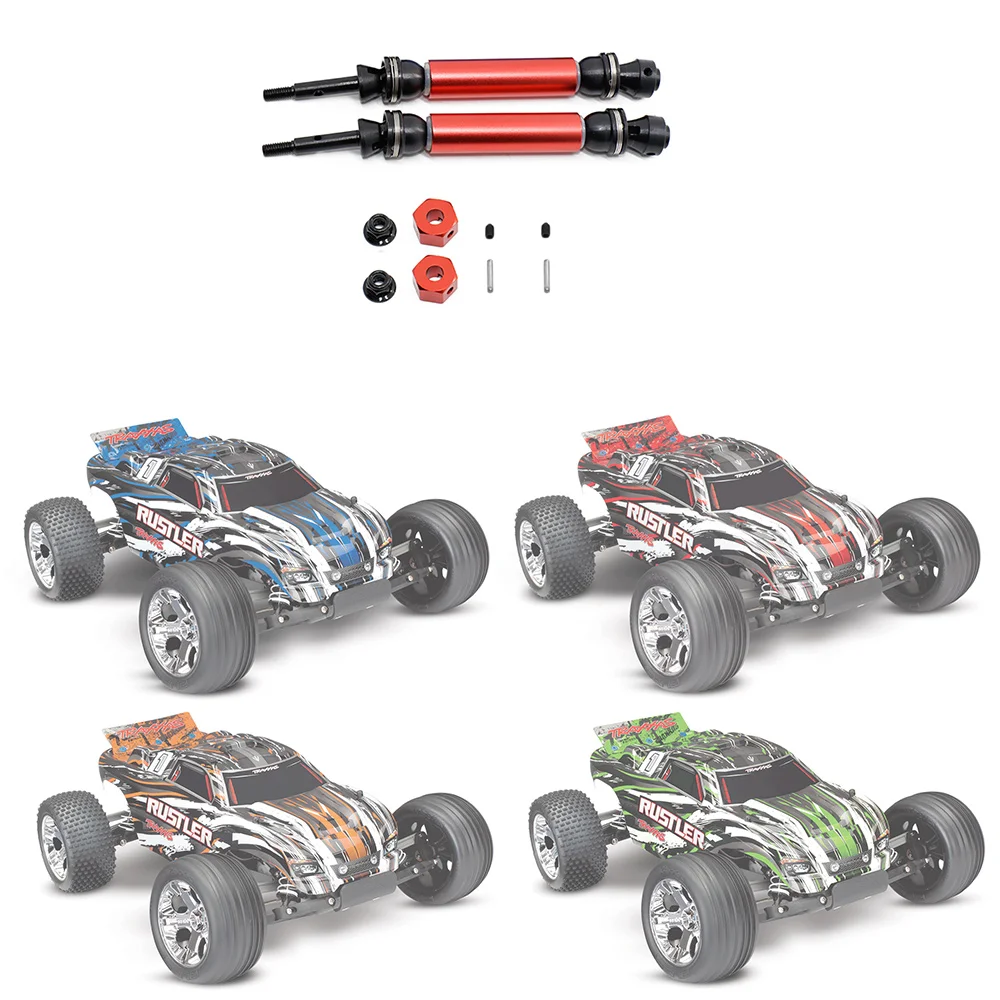 2 pezzi albero di trasmissione posteriore in metallo CVD per 1/10 Traxxas Slash Rustler Stampede Hoss VXL 4 x4 2WD RC parti di aggiornamento per auto, rosso