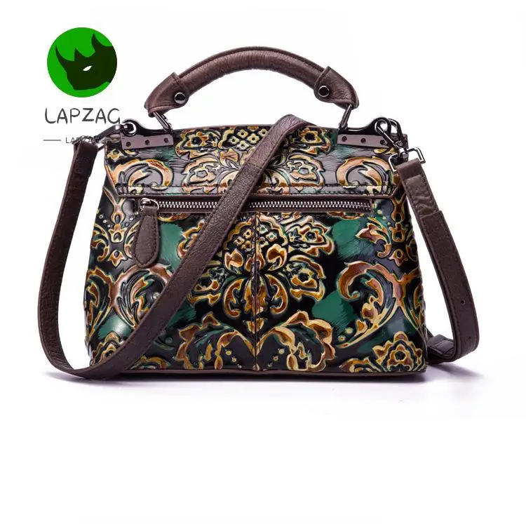 Luxury Antique Women's Bag Genuine Leather Handbags Handmade girls Shoulder Bag Embossed retro cowhide Crossbody Bags For ladies