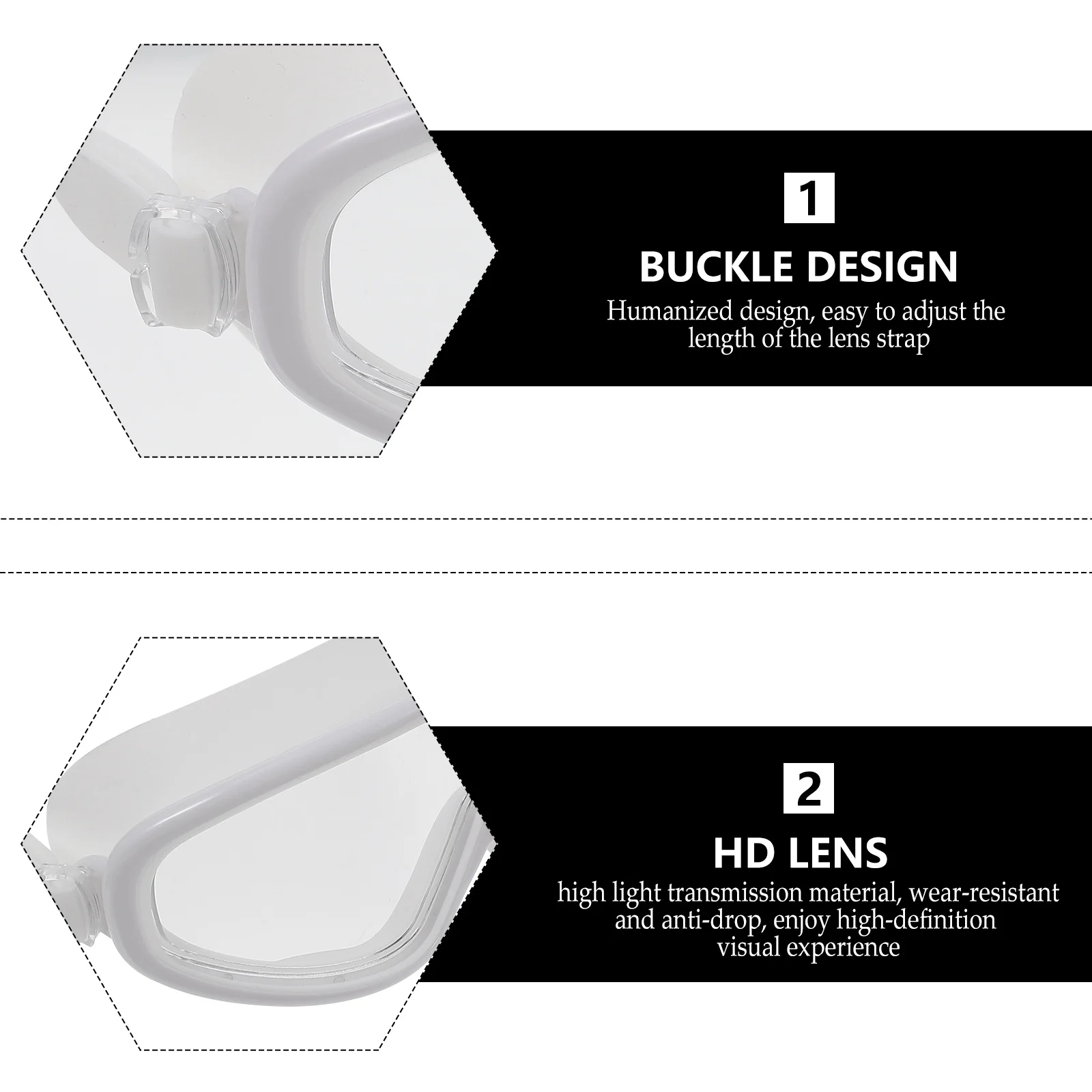 

Waterproof Swim Goggles Clear Vision Lightweight Silicone High Transmission AntiUV Wide Angle Lenses NonFogging Comfortable Fit
