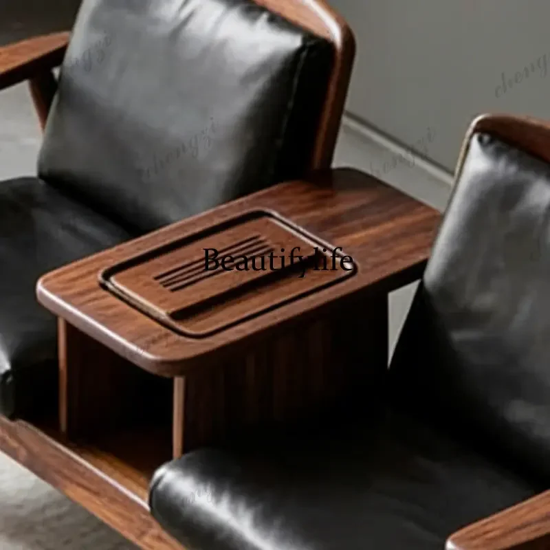 A4567 Modern minimalist solid wood sofa for office reception, white ash wood high-end luxury double sofa customization