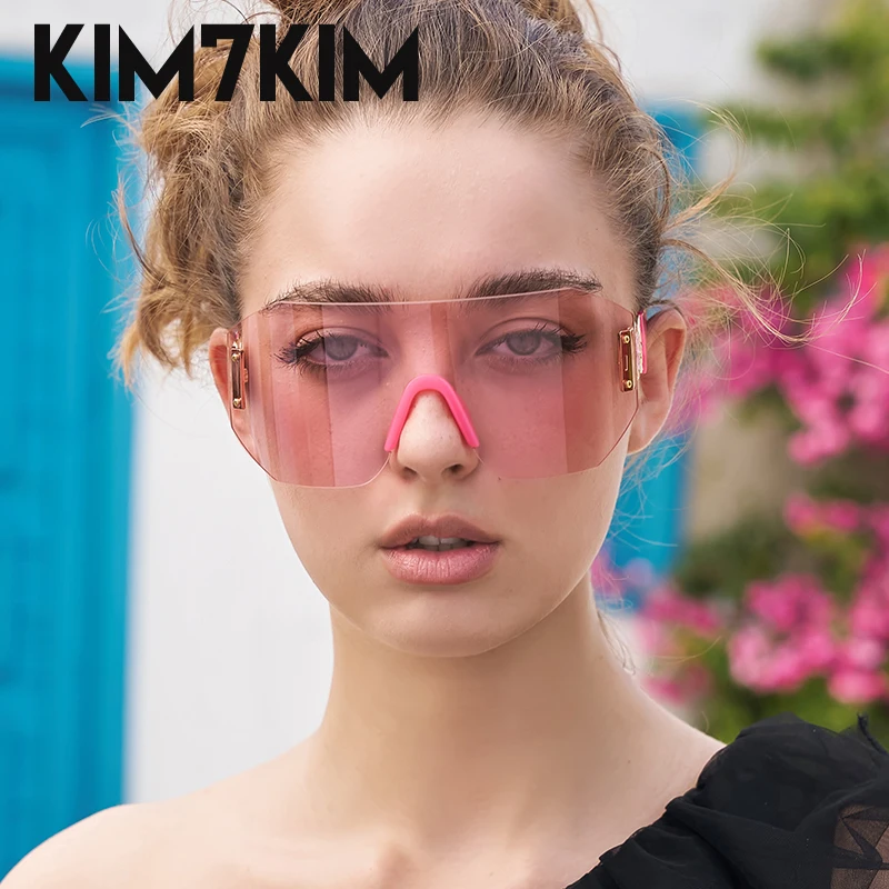 Oversized Square Sheild Sunglasses Women 2025 Fashion Rimless Mask Sun Glasses Men 2000's Luxury Brand Punk Sunglass Y2k Goggle