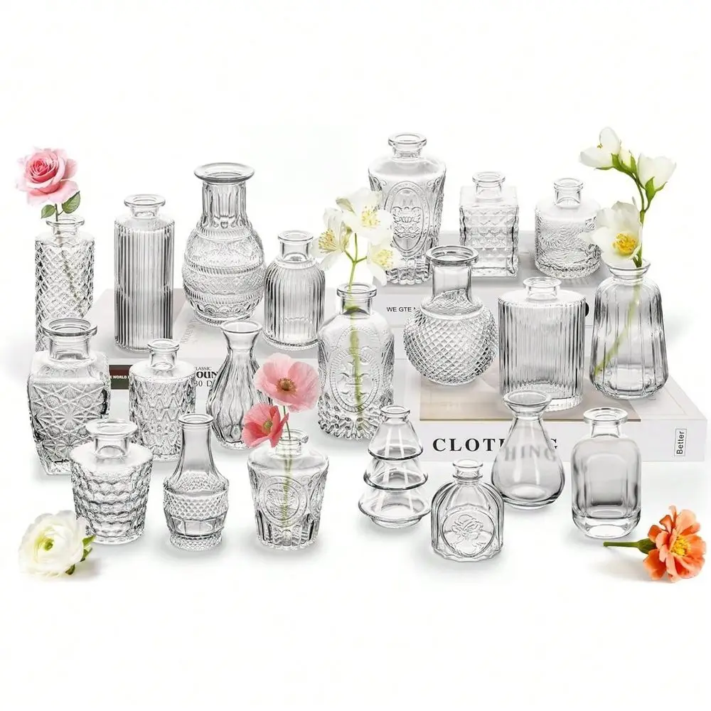 

Glass Bud Vase Set Of 32 Pcs,Small Bud Vases In Bulk,Glass Crystal Flower Vases Table Centerpieces For Party Event Wedding Deco
