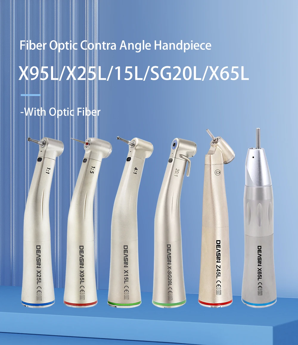 Contra Angle 1:1 1:5 20:1 1:4.2 Dental Handpiece Fiber Optic Low Speed High Speed X95L Style Dental Implant Equipment