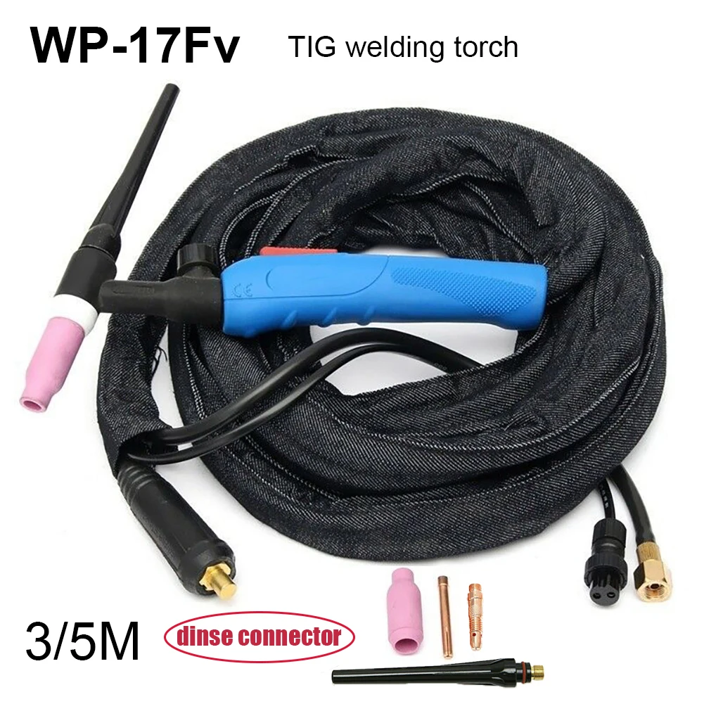 

Dinse Plug 200 Amp Tig Torch Air Cooled Tig Welding Torch Flexible Head Torch Valve WP-17FV 3m for 180A-220A TIG Welding Machine