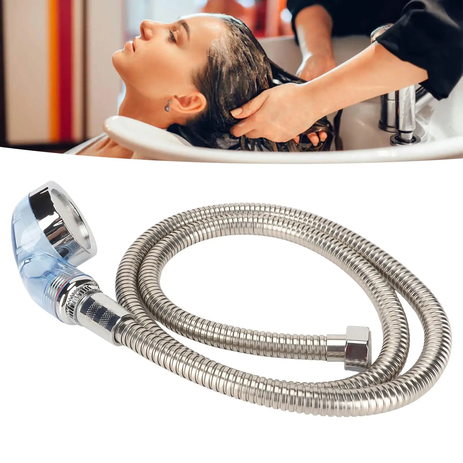 طقم خرطوم برأس مطلي بالكهرباء للصالونات ، صالون الحلاقة ، بشامبو بشاش ، أنبوب أزرق ، بشاش