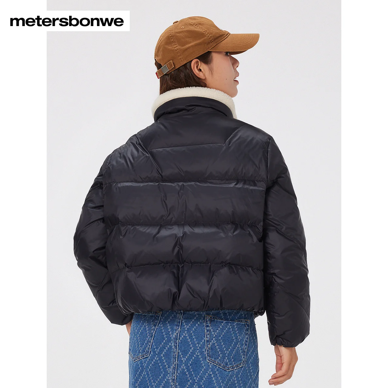 Metersbonwe-Women\'s Jacket Puffer Stand Collar Loose Duck Down Short Jacket Commute Elegant Office Lady Winter  Warm Wear