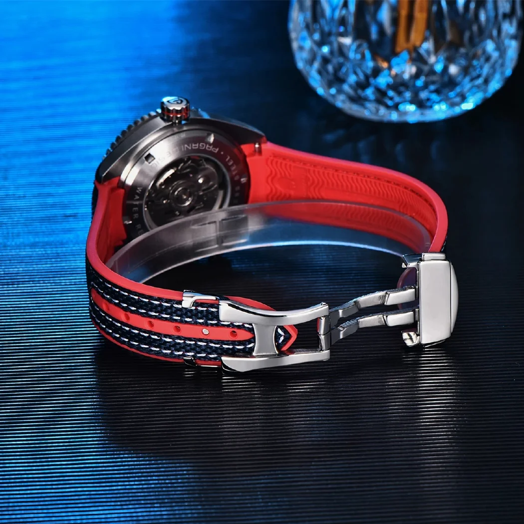 PAGANI تصميم الياقوت الزجاج NH35A التلقائي ساعة مقاومة للماء موضة الرياضة الميكانيكية ساعة اليد الفولاذ المقاوم للصدأ للرجال