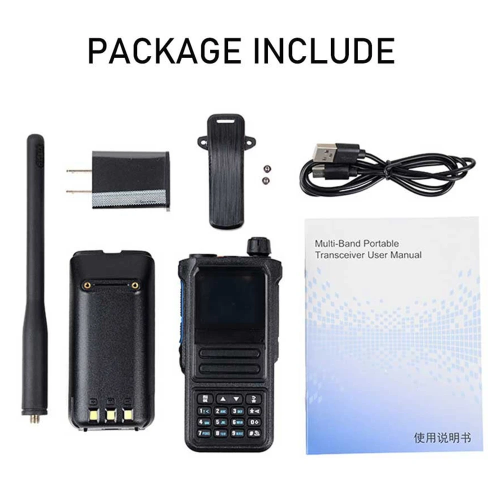 Walkie Talkie IP67 senter LED 256 saluran, Senter LED tahan air dengan fitur Alarm SOS VHF/UHF daya tinggi, Radio genggam dua arah