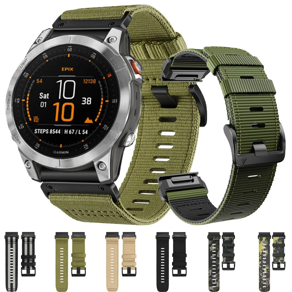 

Холщовый ремешок QuickFit 26 мм 22 мм для Garmin Enduro3 2/Fenix 7X 7 6X 6 5X Plus/8 51 мм/Epix Pro, аксессуары для браслета, ремешок