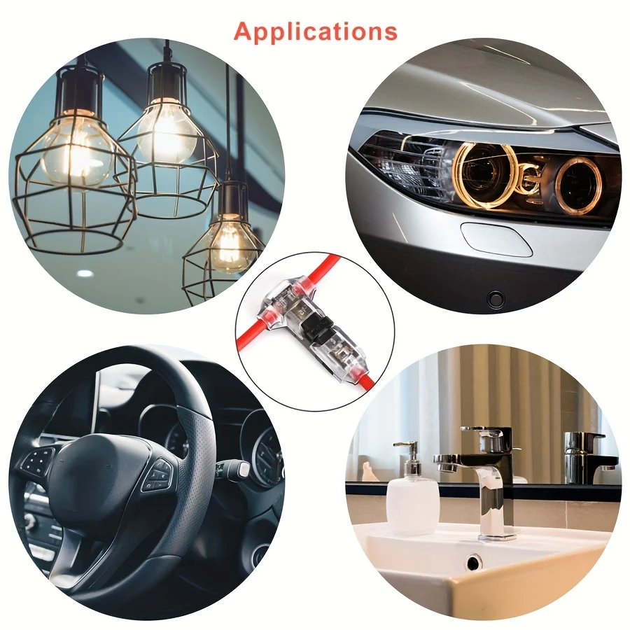 5/10/20 Pieces T1 Quick Connect Wire Connectors - 1 Pin 1 Way, Universal Compact Type, No Need to Strip Wires, Easy to Install image 6
