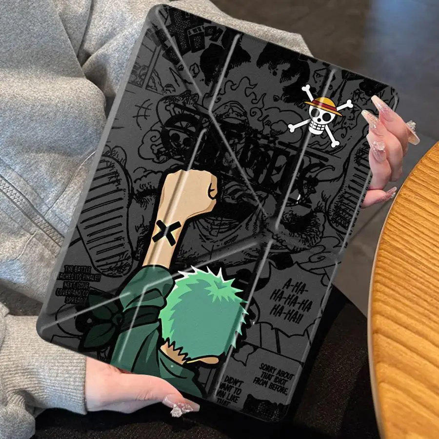 

Чехол для планшета O-Ones Piece Zoro для iPad Pro 11-го, 10-го, 9-го, 8-го, 7-го поколений, 12.9 дюймов, Air 4, 5, M3, M2, 1, 2, M4, 11 дюймов, Pro 2025, Mini 6, 7, с держателем