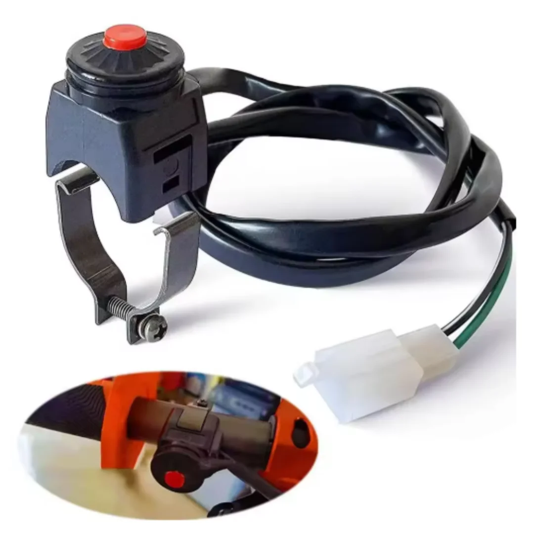 1pc Universal Motorcycle Kill Switch Red Push Button Horn Starter Dirt Bike ATV UTV Dual Sport For 22mm Handlebar Mounted Bars