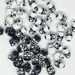 TIKI-Perles Crâne d'Halloween en Acrylique, Grand Trou de 4.8mm, Noir et Blanc, Accessoires de Bricolage, Bracelet et Collier, 20 Pièces/Sac, Offre Spéciale