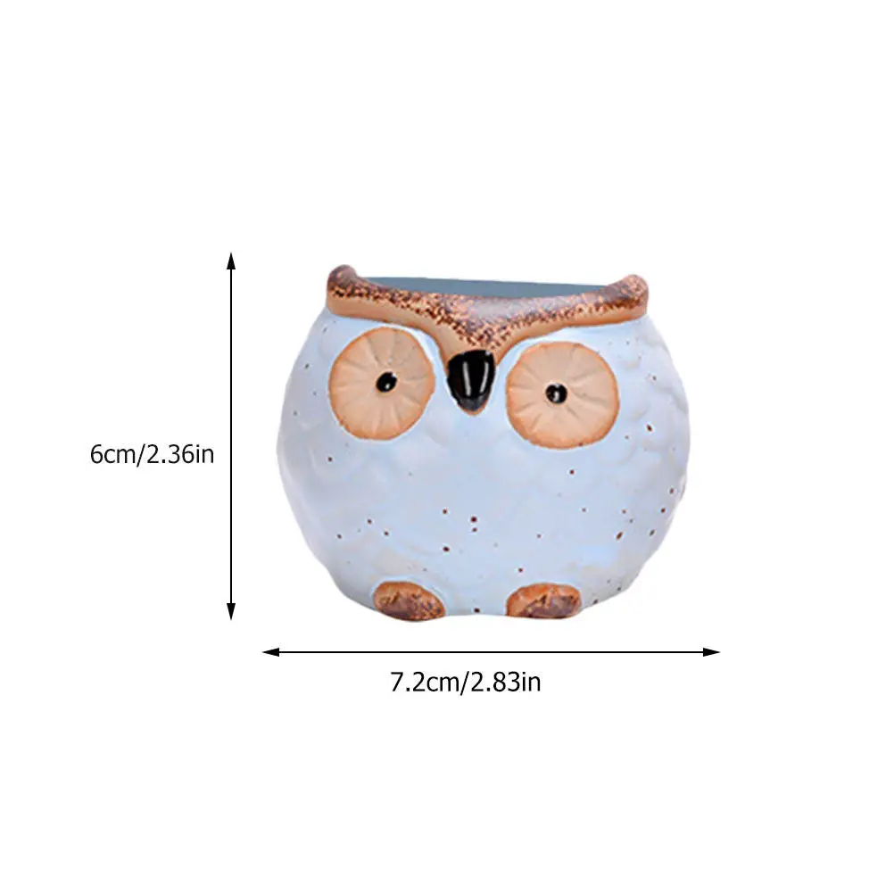 3Pcs Handcrafted Ceramic Owl Flowerpot Fresh Natural Look Mini Succulent Pot Decor for Indoor Outdoor Use Balcony Garden Nursery