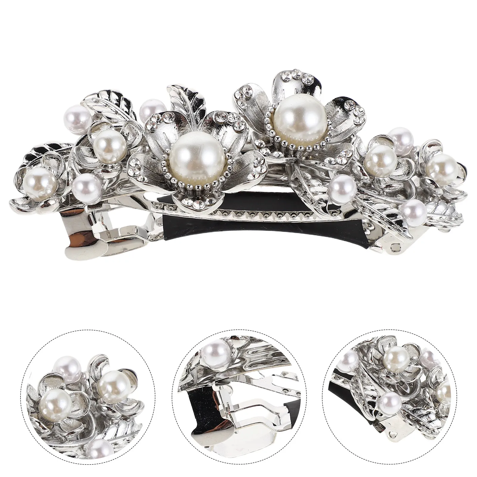 

Заколка для волос с цветами из страз и жемчугом, винтажная, металлическая, большая, с цветочным узором, для невесты, на свадьбу, весенняя, повседневная