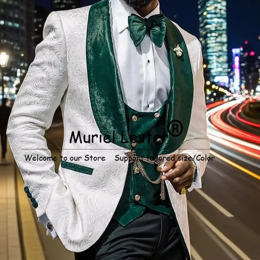 

Классические банкетные костюмы, мужские комплекты из 3 предметов, бархатная шаль с лацканами, пиджаки для жениха, свадебные смокинги по индивидуальному заказу, жаккардовые Ternos Completo