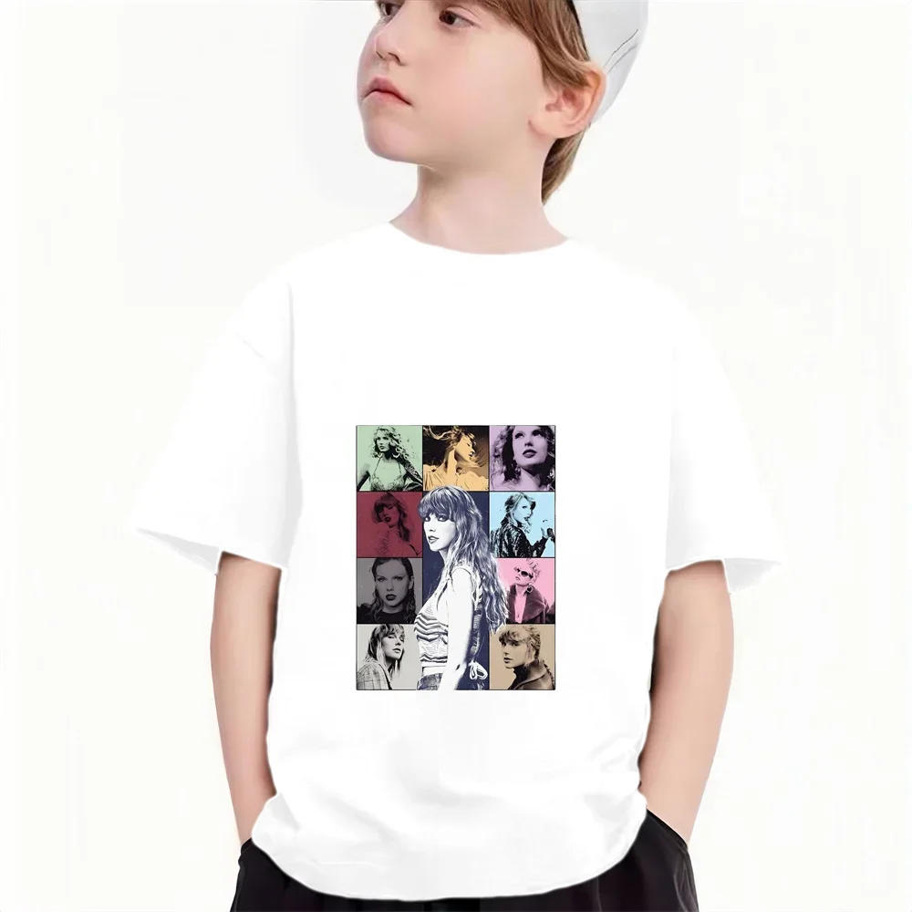 Kids T Shirt Cute Summer Soft Cartoon Print Inspired by Taylor Swift Street Style for Boys Girls Casual Versatile Solid Color