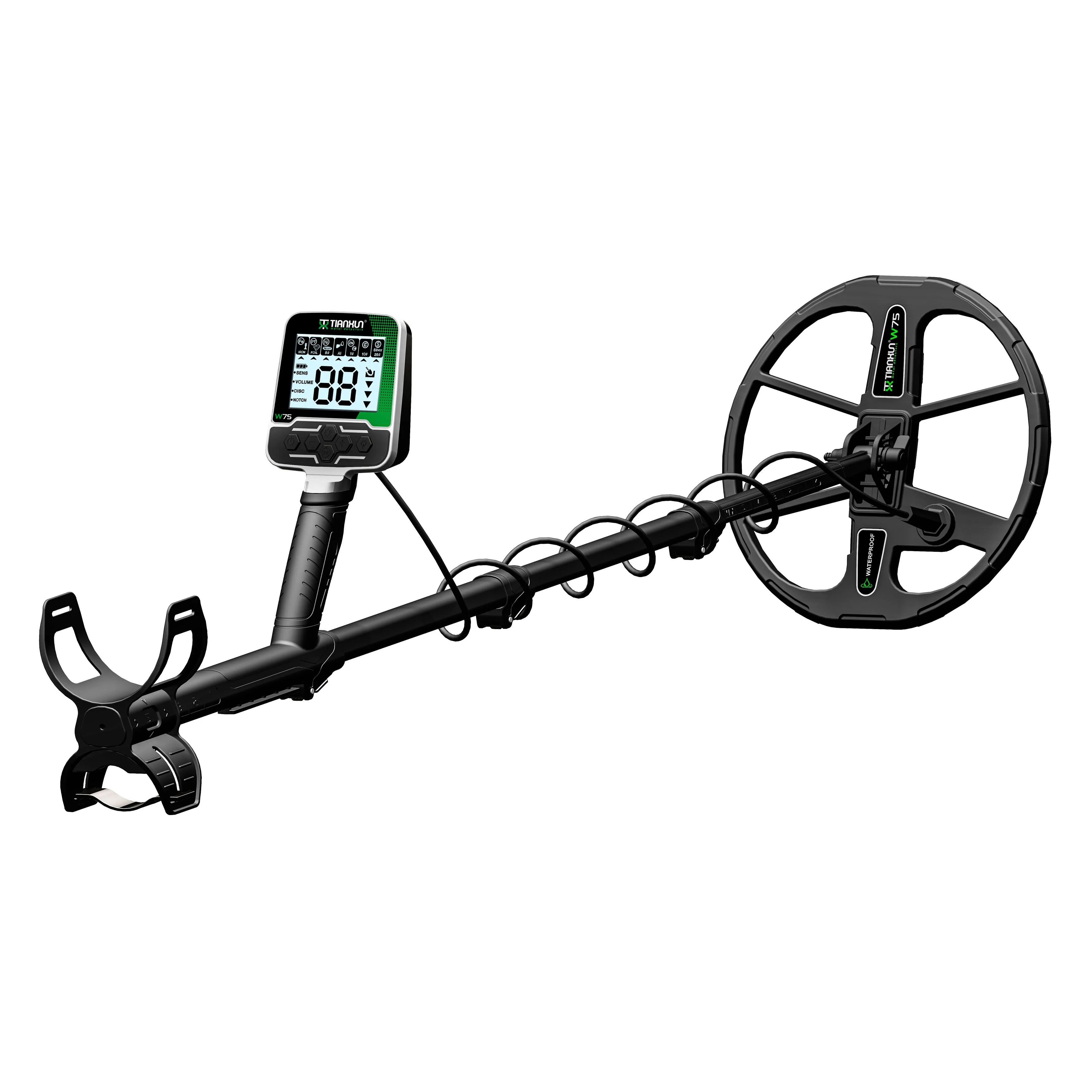 2026 Best Gold Metal Detector Machine W75 Professional Metal Detector IP68 Waterproof Rechargeable Long Range Gold Detector