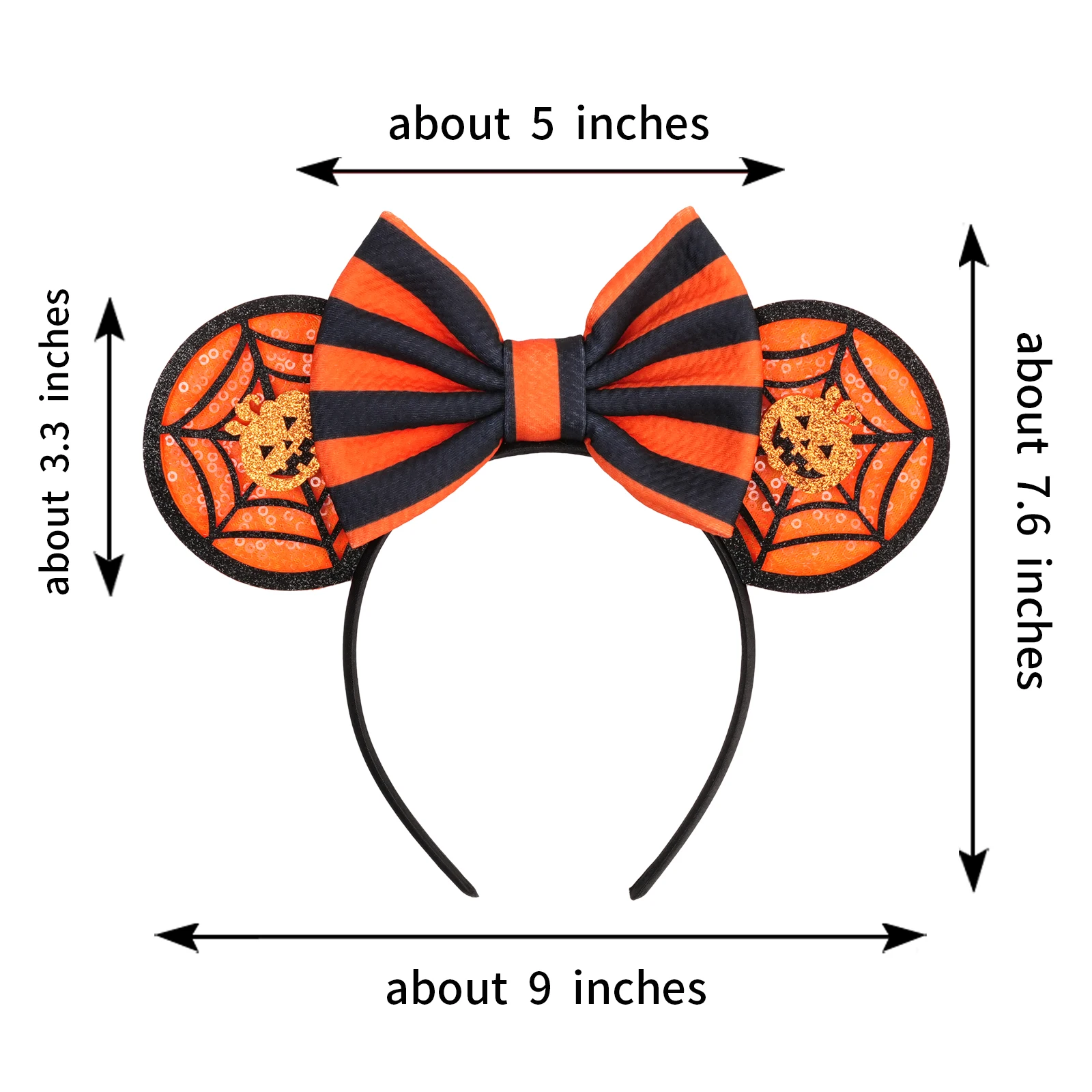 الكرتون هالوين شبح ميكي ماوس آذان عقال تأثيري ميكي ماوس هيرباند اليقطين الديكور الاطفال حزب إكسسوارات الشعر