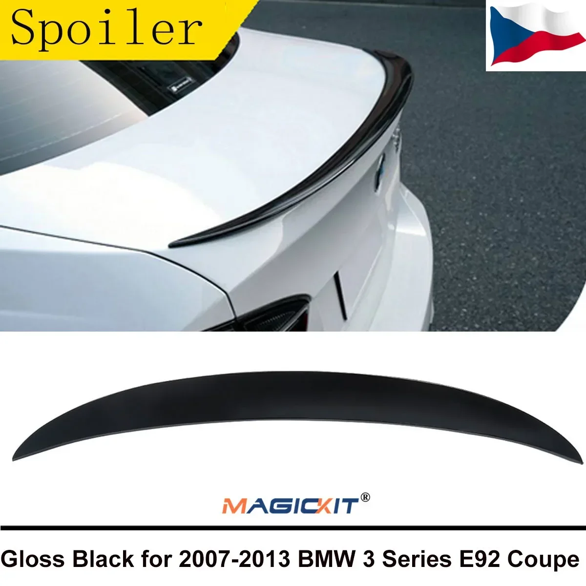 MagicKit Gloss Black For BMW 3 Series E92 2007-2013 M Performance Style Rear Boot Trunk Spoiler Lip  Bodykits Tuning  ABS