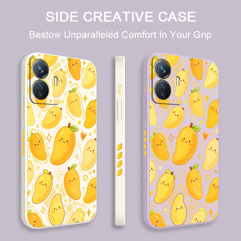 Soft TPU Phone Case For Vivo V70 FE Elite V60 V50 Lite V30E V29E V27 Pro V25E V23E Cute Mango Print Shockproof Silicone Cover view 2