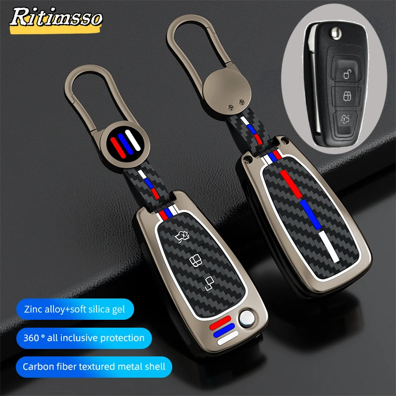 Fashion Alloy Car Key Case Cover For Ford Ranger C-Max S-Max Focus Galaxy Mondeo Transit Tourneo Custom Auto Key Holder keychain