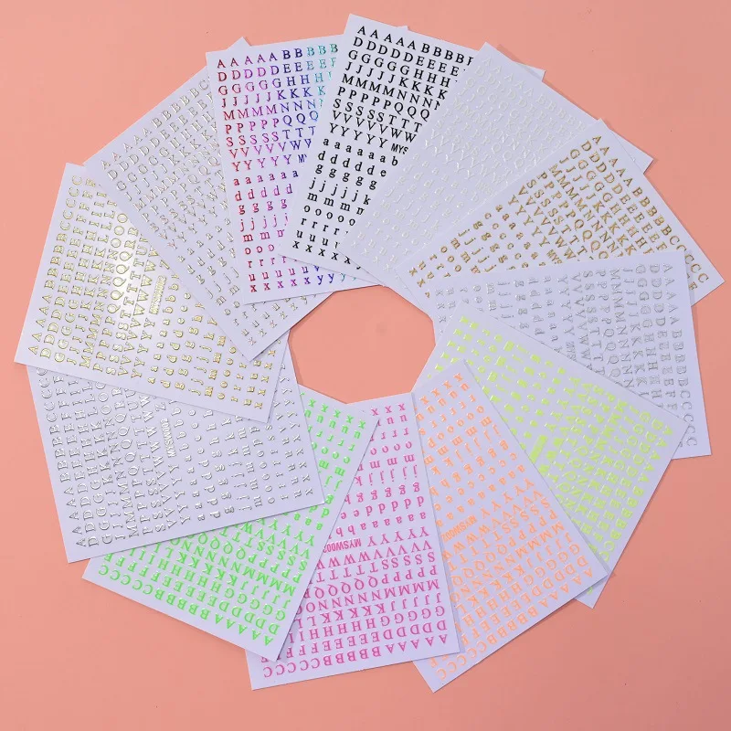 Mix 12 stks/set Bronzing Goud/Zilver Nail Art Sticker Zon Sterren Maan Ontwerp Nail Decals 8*10 CM Laser Bohemen Zelfklevende Slider