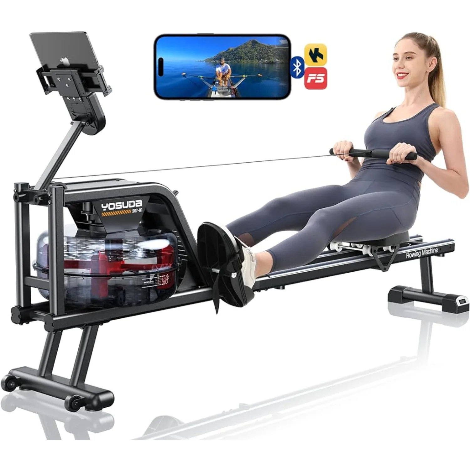 

Magnetic/Water Rowing Machine 350 LB Weight Capacity - Foldable Rower for Home Use with Bluetooth, App Supported