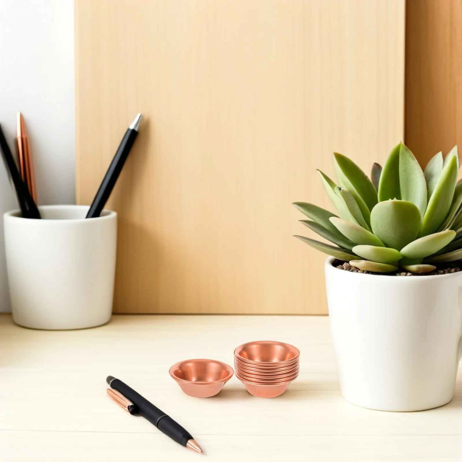 

8Pcs Mini Copper Offering Bowls 2 Inch Buddhist Ritual Water Bowls for Temple Meditation Holy Decorative Brass Cups