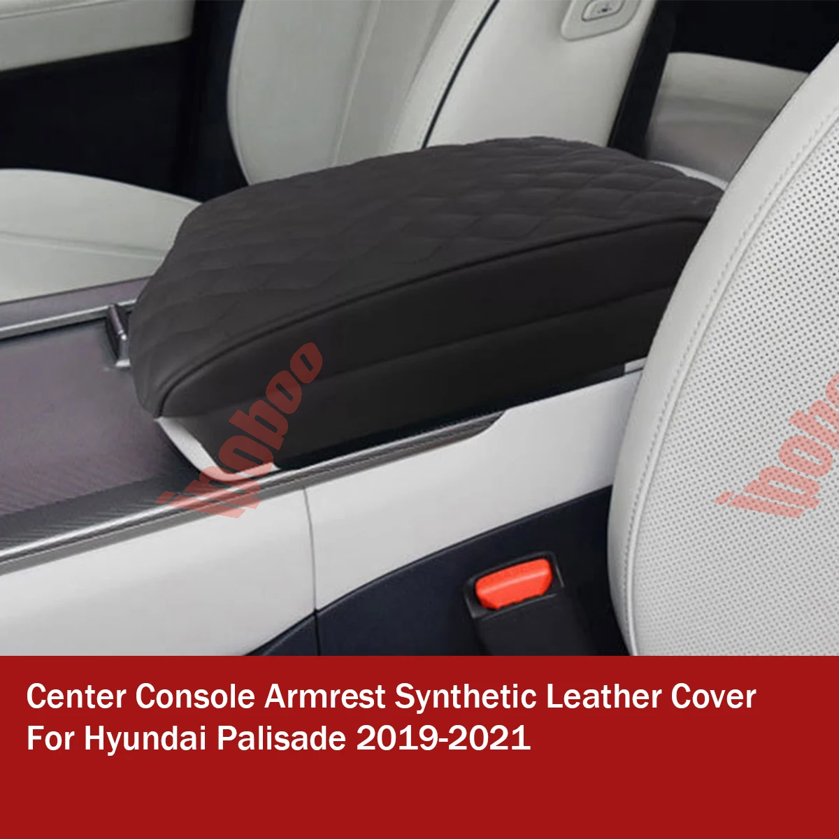 PU Leather Armrest Cushion Pad Glove Box Protector Cover For Hyundai Palisade 2019-2023