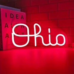 Ohio State Neon Signs for Bar Dorm Room Decor ,USB Powered Neon Signs for Bar Club Store Party Man Cave Home Wall Decor