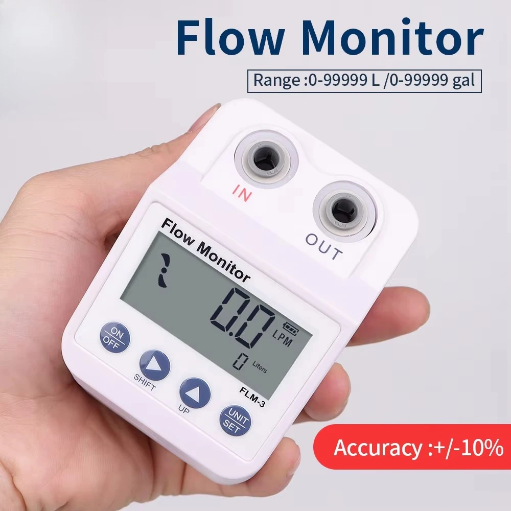 High Precision FLM-3 Flow Monitor Meter Flow Meter Digital Inlet Outlet Flow Tester