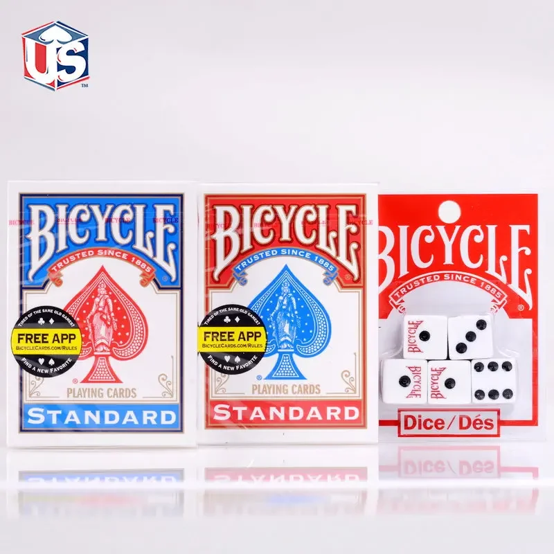 Bicycle Standard Index Playing Cards Red&Blue Rider Back Deck with 5 Bonus Dice USPCC Poker Entertainment