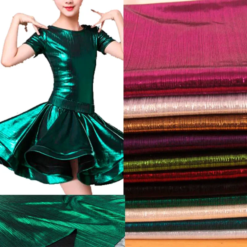 

Stretchy Bronzing Fabric Bullet Dancing Dress Spandex Wedding Costume DIY Stage Cosplay Skirt 146*45cm