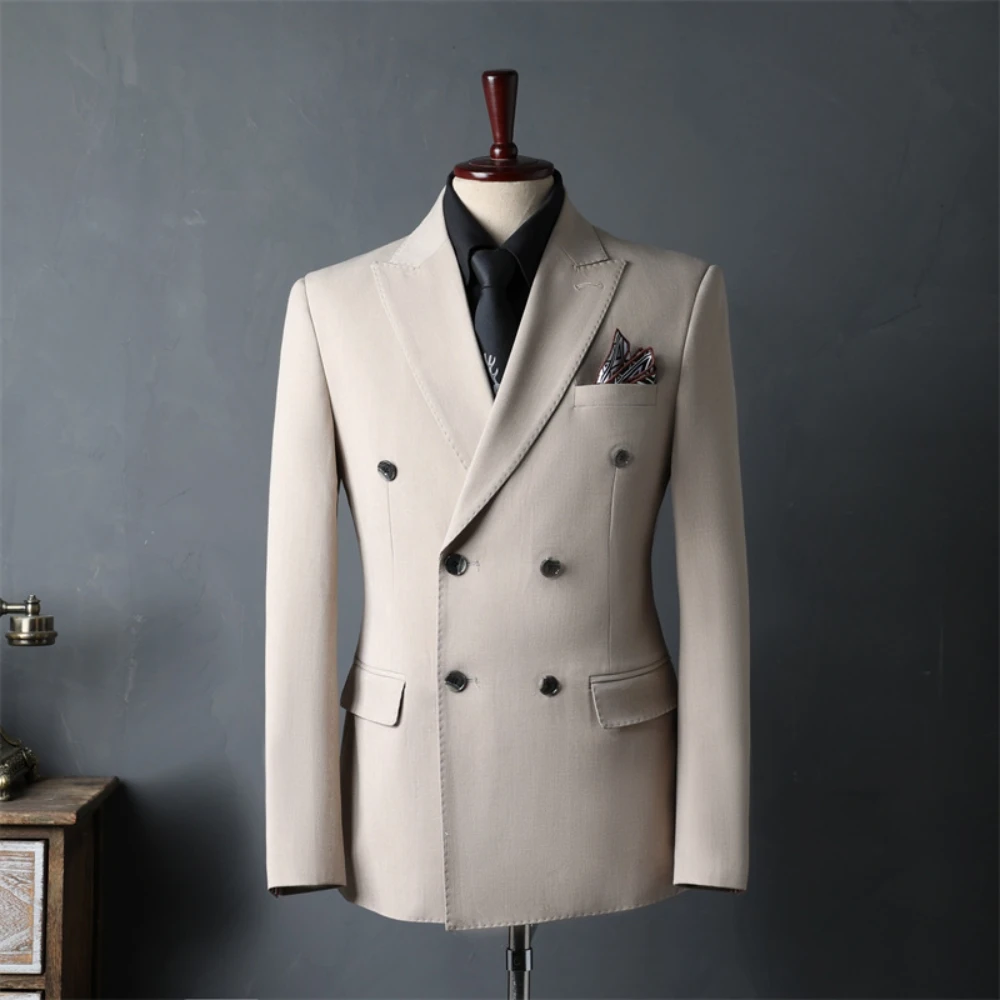 Charming Double Breasted Jacket, Modern Gentleman Suit, Fashionable Peak Lapel Tuxedo, Handsome Dancing Party Man Wear