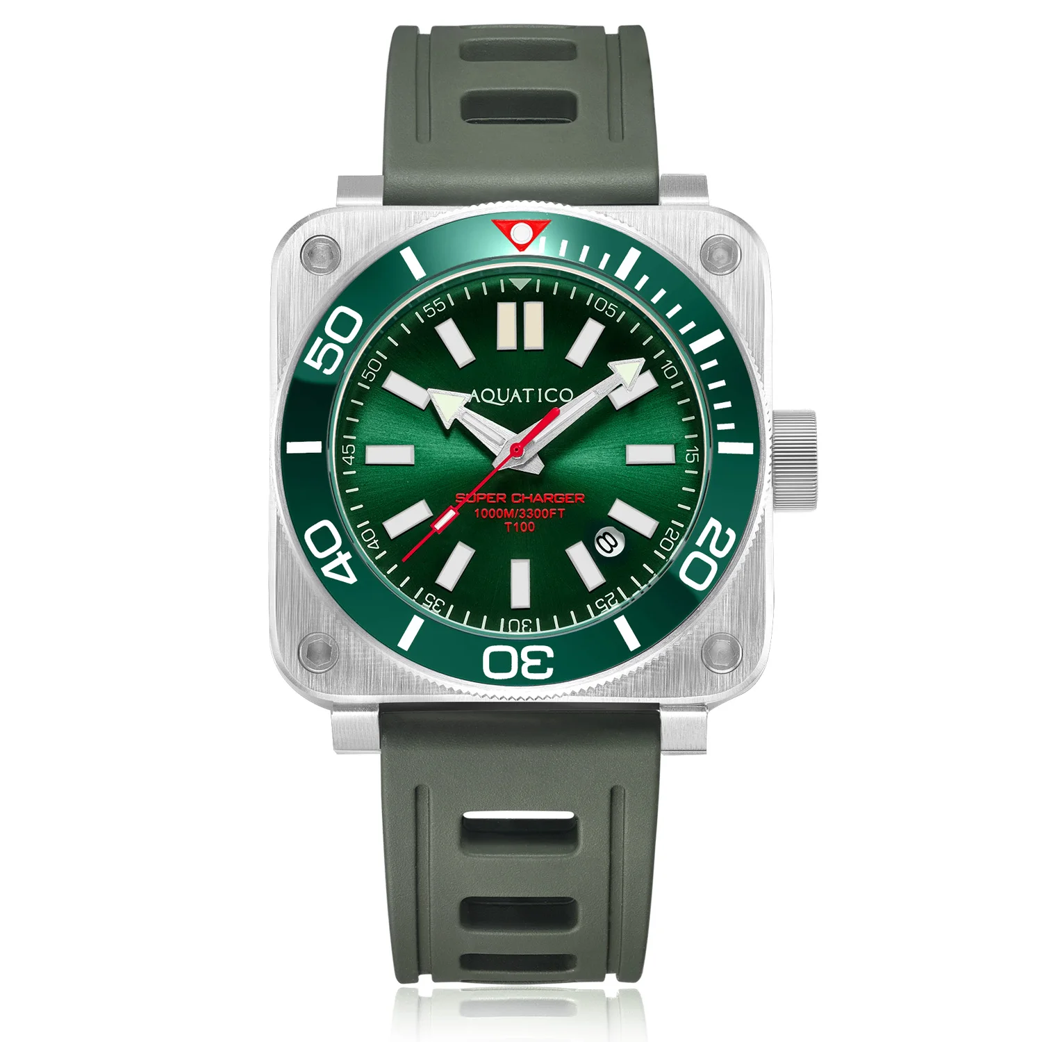 Aquatico Steel Man Green Dial Ceramic Bezel Watch (SWISS Sellita sw200-1)