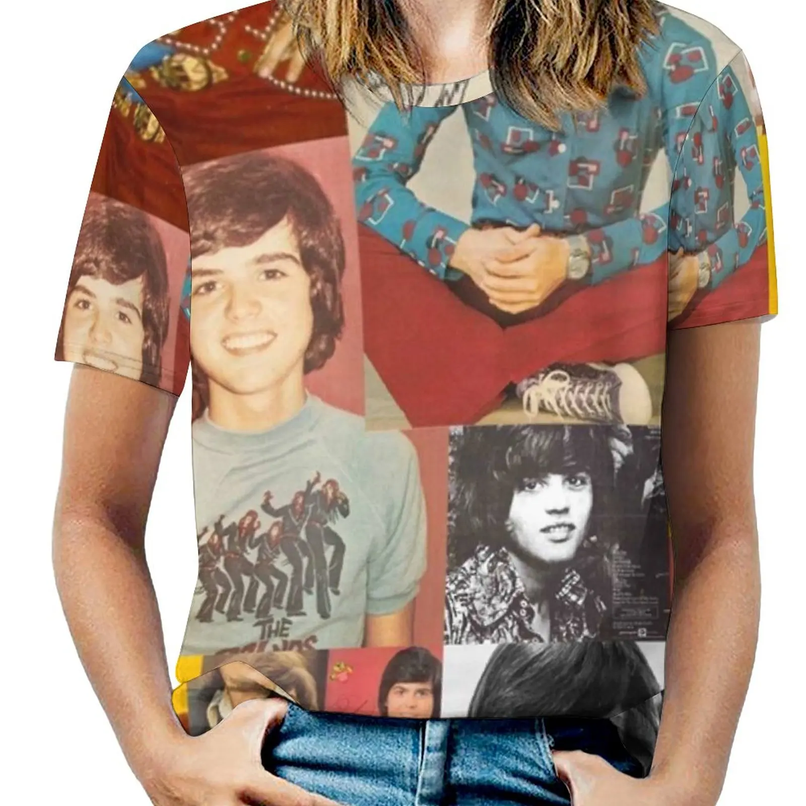 Donny Osmond Collage Fashion Print Women Ladies Girls T-Shirt Harajuku Round Neck Short Sleeve Tops & Tees Donny Osmond Collage